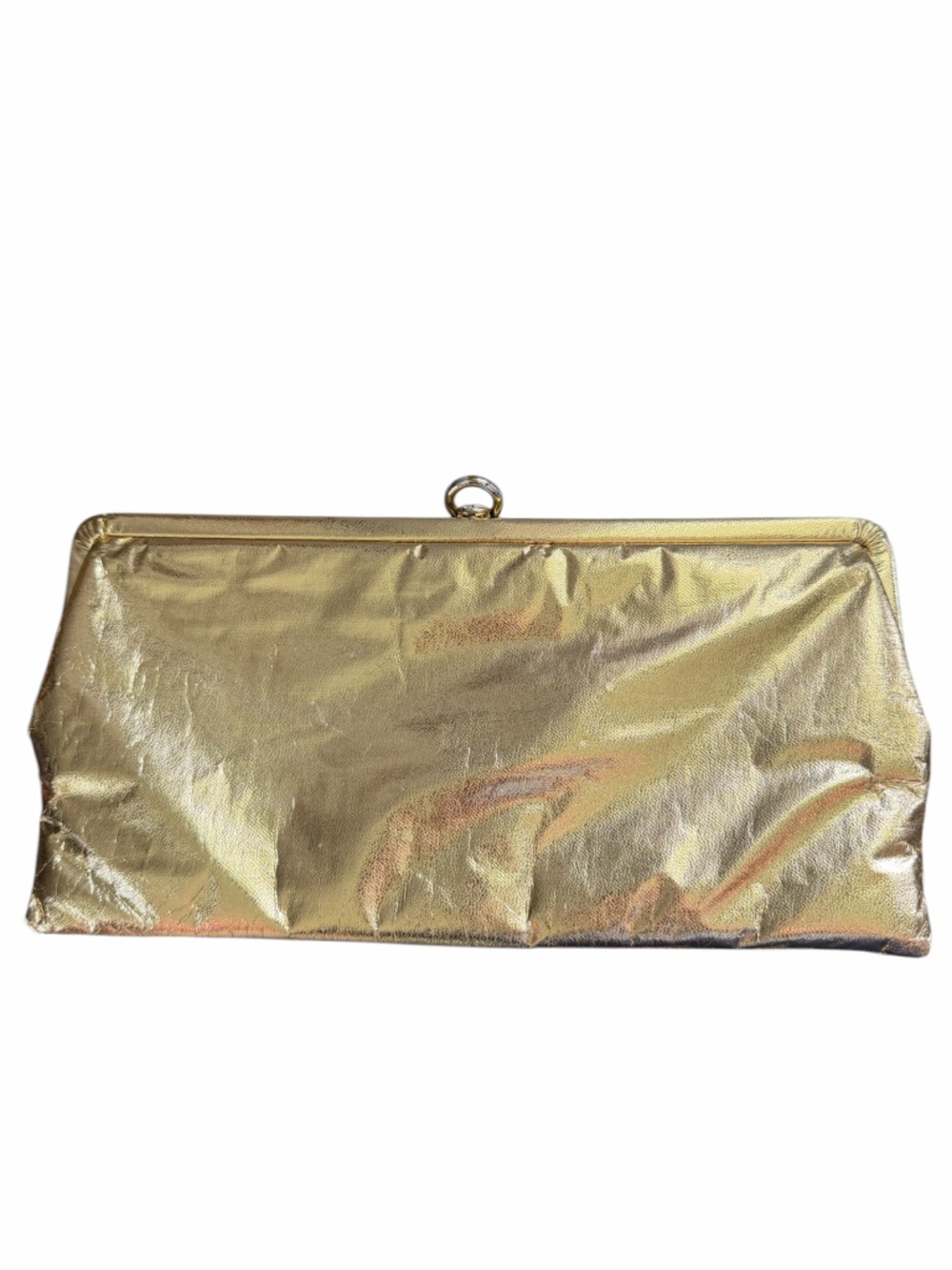 Vintage Gold Metallic Clutch Wristlet - Women Bags Snap